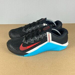 Nike Metcon 6 Athletic Training Shoes Mens 9.5 Black Blue Red Low Top Lace Up